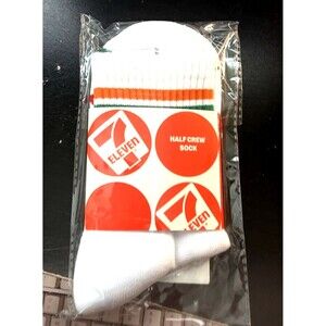 Official 7-Eleven 11 Crew Socks White One Size New Striped Athletic Collection